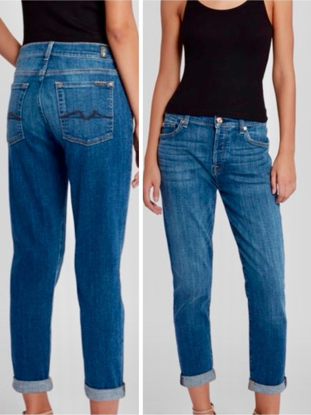 7 For All Mankind Mid Rise Josefina Skinny Boyfriend Jeans size 29 Button Fly